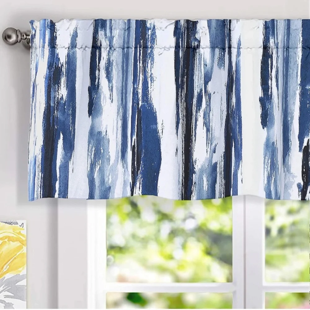 Luxury Home | Elegant Blueberry Watercolor Brush Strokes Print Window Valence